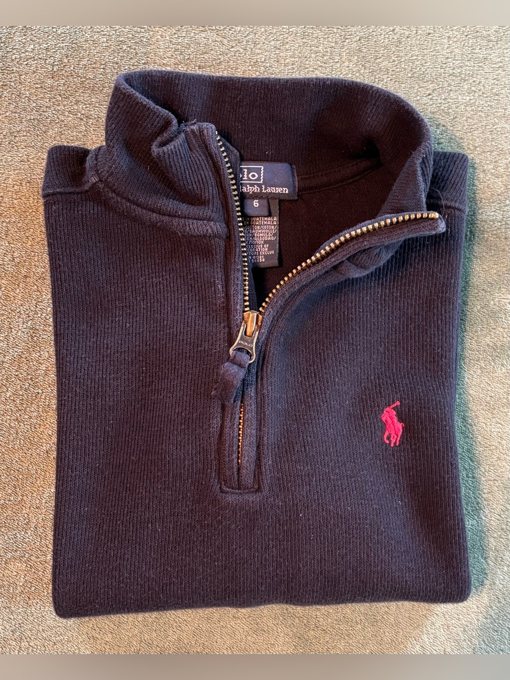 Polo by Ralph Lauren Navy Half-Zip Child’s Sweater w/Red Pony, Size: 6